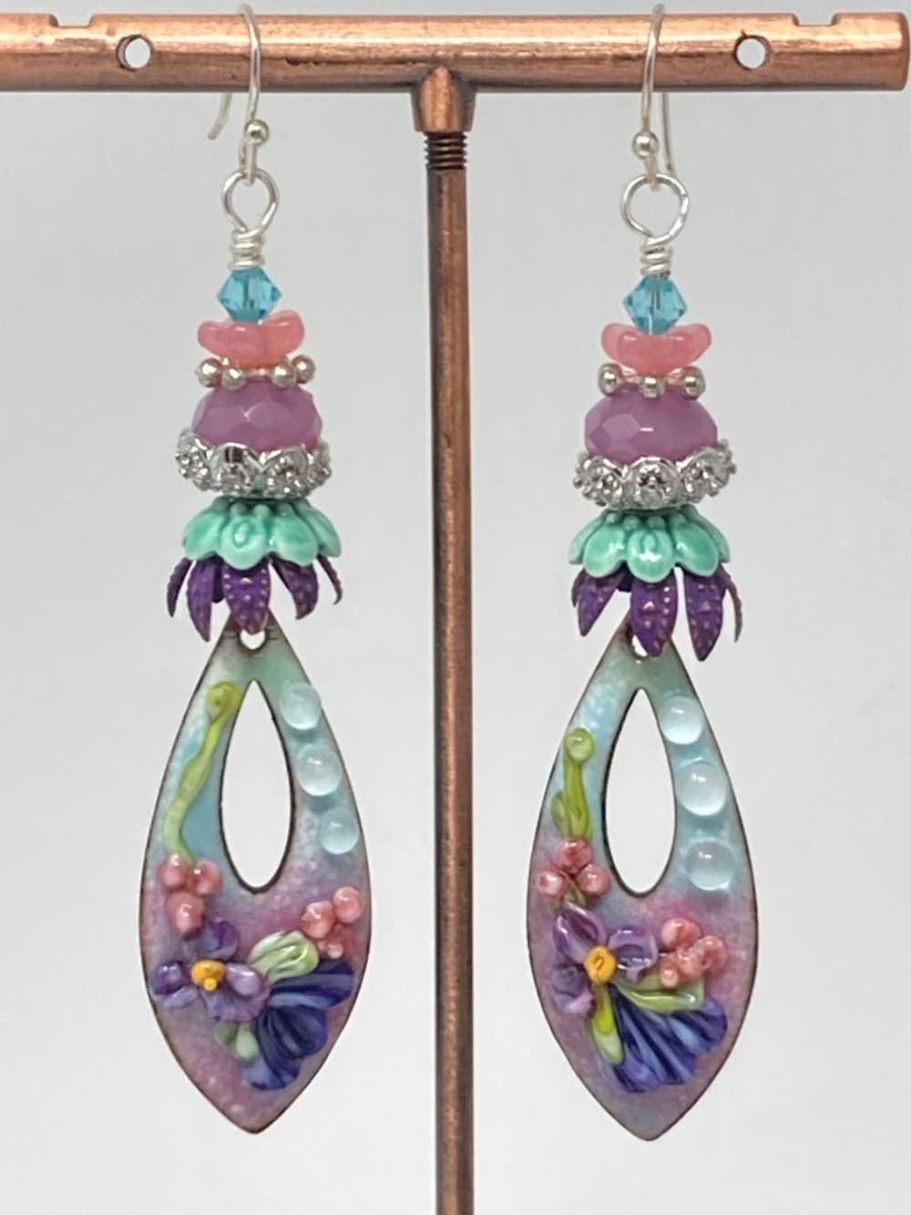 Floral Enameled Earrings